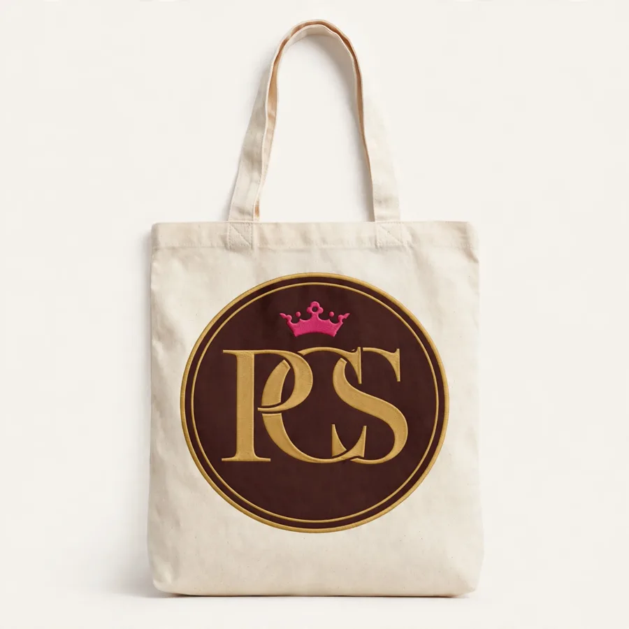 Pink Crown and Scholar PCS Crest Tote in natural cotton